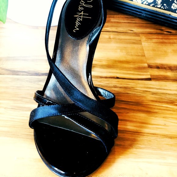Cole Haan Black Strappy Heel Sandals size 7.5 Mint - Picture 11 of 12